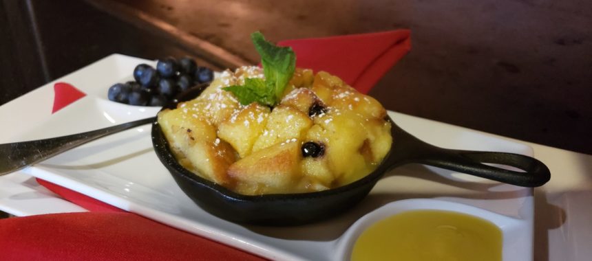 Blueberry Bread Pudding with Whiskey Sauce