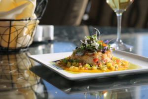 Gluten-Free Local Dungeness Crab Cake with Tropical Fruit Salsa and Spicy Mango Coulis – Recipes for