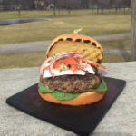 Lamb Burger with Onion Tomato Salad and Tzatziki Sauce