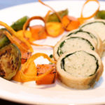 Chicken Mousseline Roulade with Chive Beurre Blanc, Butternut Squash Three Ways and Pan-Roasted Brussel Sprouts
