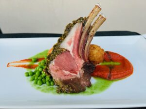 Pistachio Dukkah Crusted Aussie Lamb Rack – Recipes for Club + Resort Chef