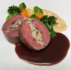 Roasted Sirloin of Beef with Thyme-Scented Mushroom-Shallot Mousseline ...