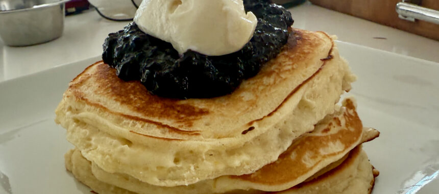 Lemon Ricotta Pancakes with Blueberry Spoon Jam