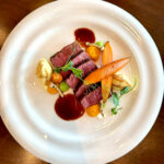 Wagyu Flat Iron Pastrami with French Onion Semolina Dumplings and 