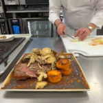 Grilled Bison Strip with Sweet Potatoes and Roasted Wild Mushrooms